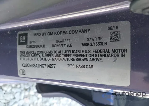 2017 Chevrolet Spark Ls Cvt from USA, damaged, VIN KL8CB6SA2HC714277